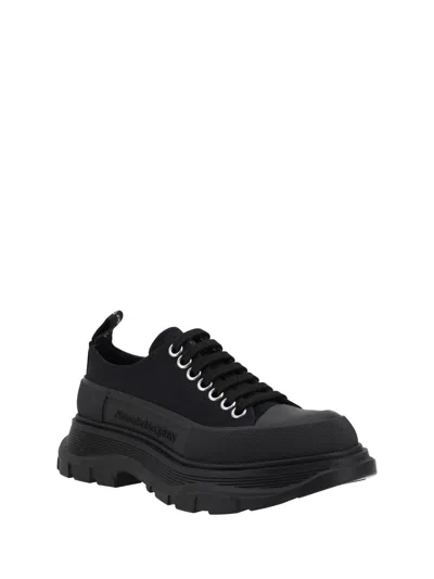 Alexander Mcqueen Black Canvas Tread Slick Platform Low Sneakers