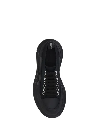 Alexander Mcqueen Black Canvas Tread Slick Platform Low Sneakers