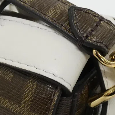 Pre-owned Fendi Brown White Coated Canvas Leather Shoulder Bag ()