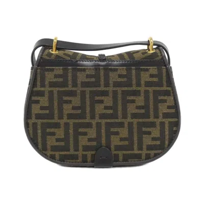 Pre-owned Fendi Gold Canvas Leather Shoulder Bag ()