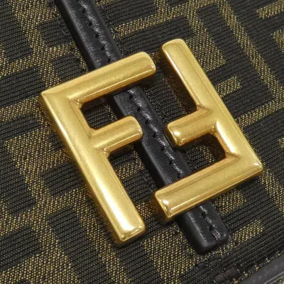 Pre-owned Fendi Gold Canvas Leather Shoulder Bag ()