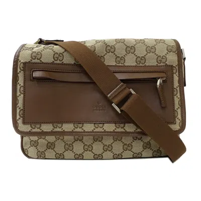 Pre-owned Gucci Beige Brown Gg Canvas Shoulder Bag ()