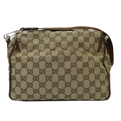 Pre-owned Gucci Beige Brown Gg Canvas Shoulder Bag ()