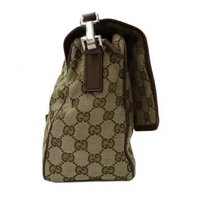 Pre-owned Gucci Beige Brown Gg Canvas Shoulder Bag ()
