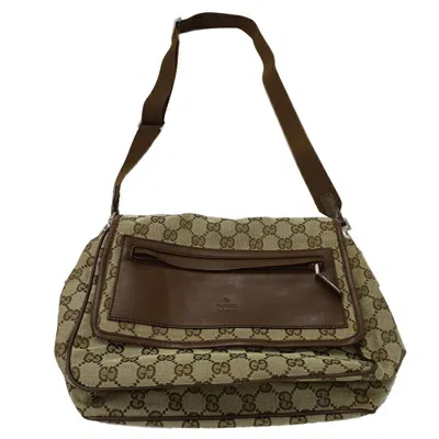 Pre-owned Gucci Beige Brown Gg Canvas Shoulder Bag ()