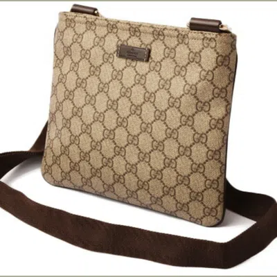 Pre-owned Gucci Beige Brown Gg Supreme Coated Canvas Messenger Bag Shoulder Bag ()