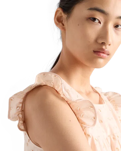 Prada Eyelet Lace Top In Orange