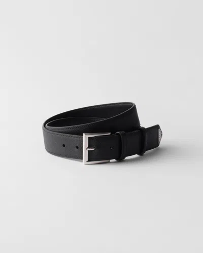 Prada Leather Belt In Black