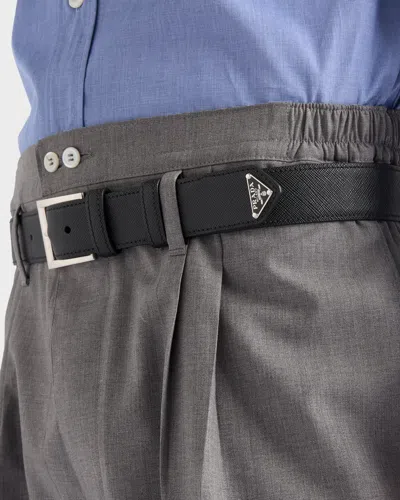 Prada Leather Belt In Black