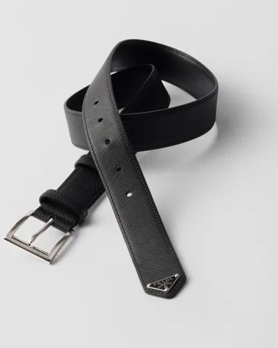 Prada Leather Belt In Black