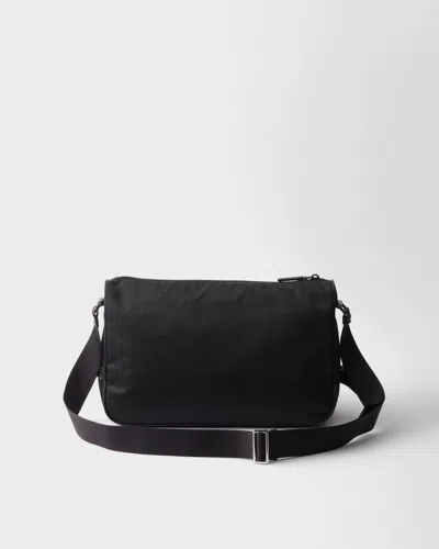 Prada Large Re-nylon And Saffiano Leather Shoulder Bag In Black