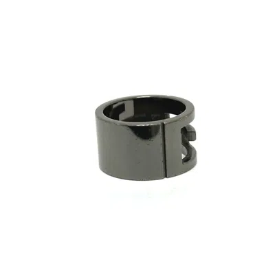 Pre-owned Gucci Black Silver Metal Band Ring () In Multi