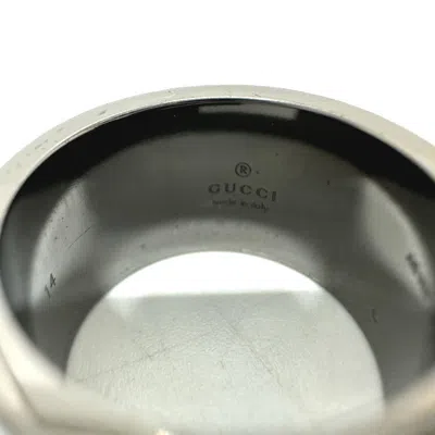 Pre-owned Gucci Black Silver Metal Band Ring () In Multi