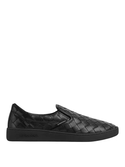 Bottega Veneta Black Calf Leather Sawyer Slip On Sneaker In Black