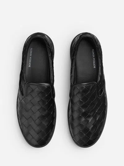 Bottega Veneta Black Calf Leather Sawyer Slip On Sneaker In Black