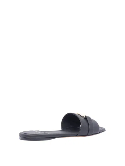 Ferragamo Black Gancini Slippers