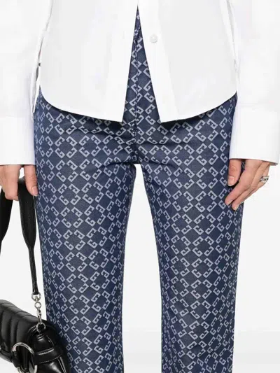 Givenchy High-waisted Tapered Jeans With Distinctive Pattern In Blue
