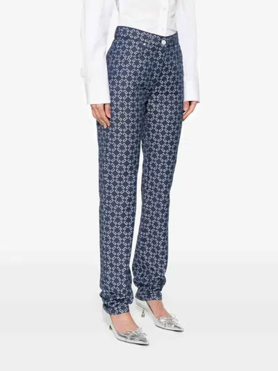Givenchy High-waisted Tapered Jeans With Distinctive Pattern In Blue