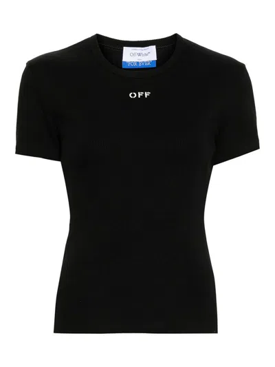Off-white Off White Slim Fit Ribbed T Shirt For In Black