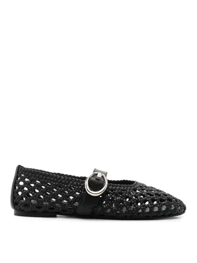 Stuart Weitzman Buckle Detail Flat Sole Round Toe Ballerina Shoes