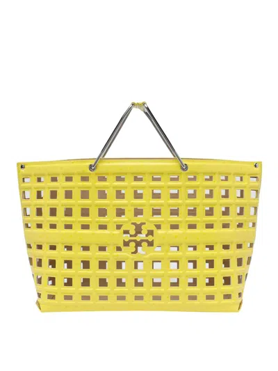 Tory Burch Yellow Ostritch Market Tote In Yellow