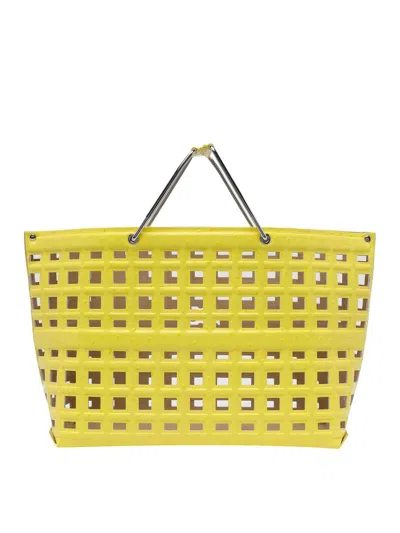 Tory Burch Yellow Ostritch Market Tote In Yellow
