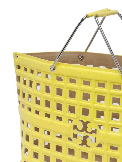 Tory Burch Yellow Ostritch Market Tote In Yellow