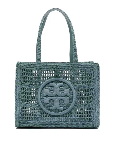 Tory Burch Small Tote With Hand-crocheted Woven Design In Blue
