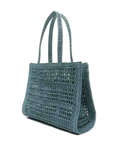 Tory Burch Small Tote With Hand-crocheted Woven Design In Blue