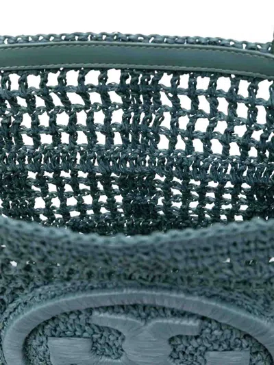 Tory Burch Small Tote With Hand-crocheted Woven Design In Blue