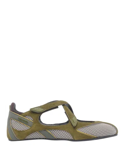 Attico Ballet Flats In Synthetic Fabric And Leather In Green