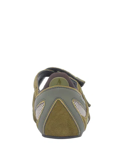 Attico Ballet Flats In Synthetic Fabric And Leather In Green