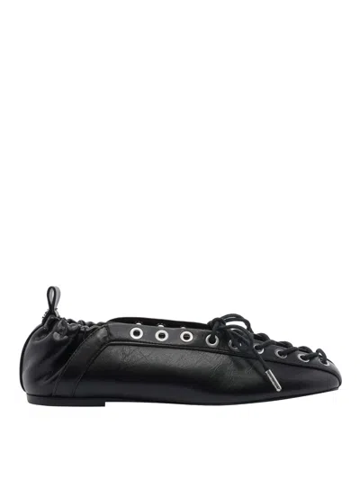 Ganni Lace Up Ballerina | In Black