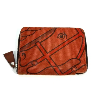 Pre-owned Hermes Orange Canvas Wallet (bi-fold) ()