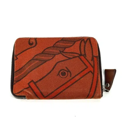 Pre-owned Hermes Orange Canvas Wallet (bi-fold) ()