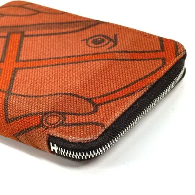 Pre-owned Hermes Orange Canvas Wallet (bi-fold) ()