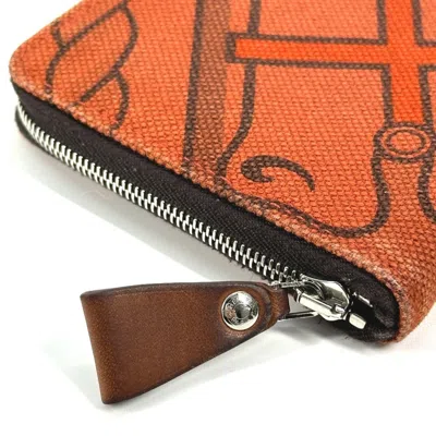 Pre-owned Hermes Orange Canvas Wallet (bi-fold) ()