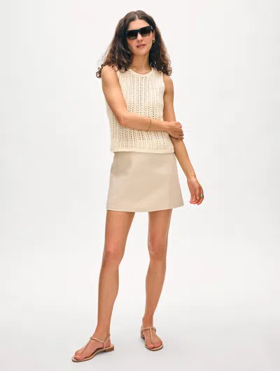 White + Warren Hand-crocheted Lofty Cotton Sleeveless Tank Top In Ivory