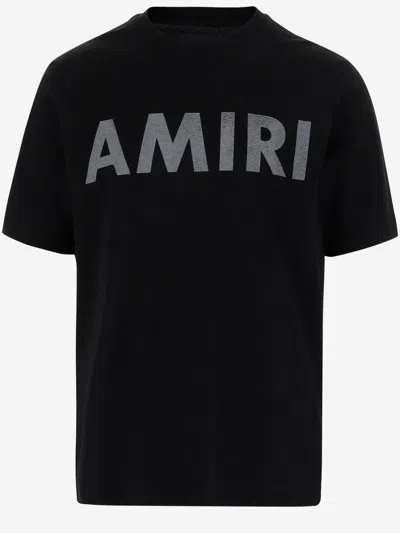 Amiri Black Cotton T-shirt With Bold Logo Statement