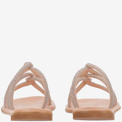 Kima Leather Sandals With Rhinestones In Pink