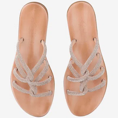 Kima Leather Sandals With Rhinestones In Pink