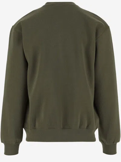 Carhartt Cotton Crewneck Sweatshirt In Military Green With Logo