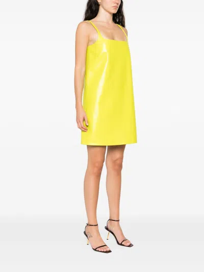 Gucci Shiny Leather Mini Dress With Spaghetti Straps