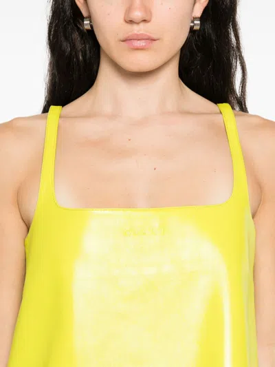 Gucci Shiny Leather Mini Dress With Spaghetti Straps