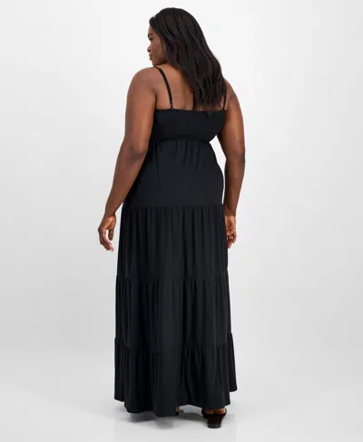 Derek Heart Trendy Plus Size Embroidered Lace Trim Sleeveless Maxi Dress In Black