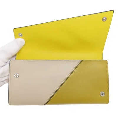 Pre-owned Loewe Gray Yellow Leather Long Wallet (bi-fold) ()