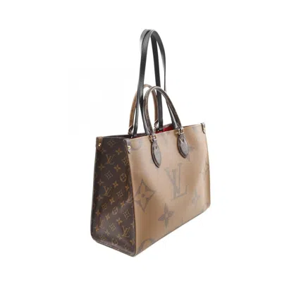 Pre-owned Louis Vuitton Beige Brown Coated Canvas Leather Tote Bag ()