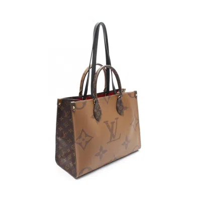 Pre-owned Louis Vuitton Beige Brown Coated Canvas Pvc Monogram Reverse Leather Tote Bag ()