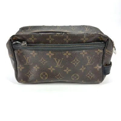 Pre-owned Louis Vuitton Black Brown Monogram Canvas Clutch Bag Pouch ()