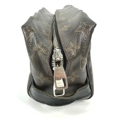 Pre-owned Louis Vuitton Black Brown Monogram Canvas Clutch Bag Pouch ()